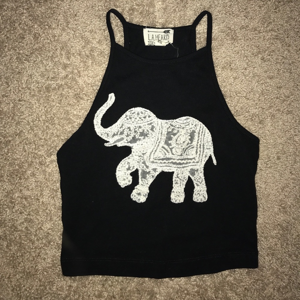 NWOT elephant embroidered crop top